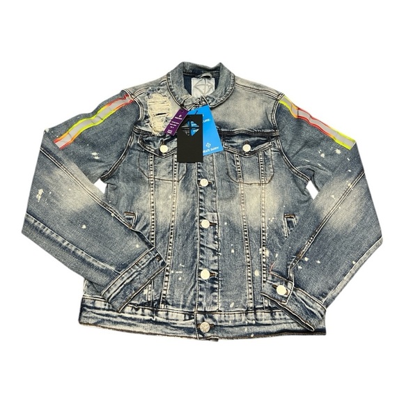Create 2MRW Stylish Denim Jacket with Colorful Accents, NWT - Picture 1 of 7